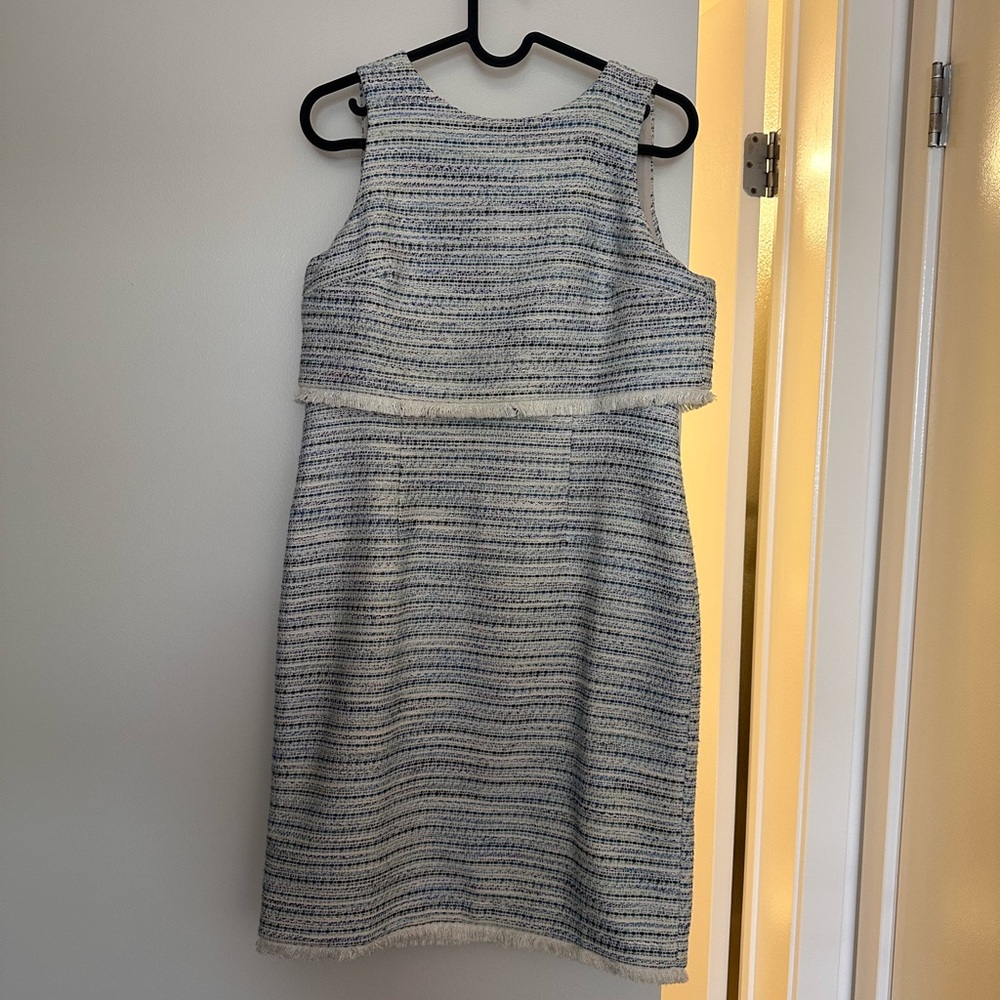 Elegant Striped Tweed Sleeveless Dress